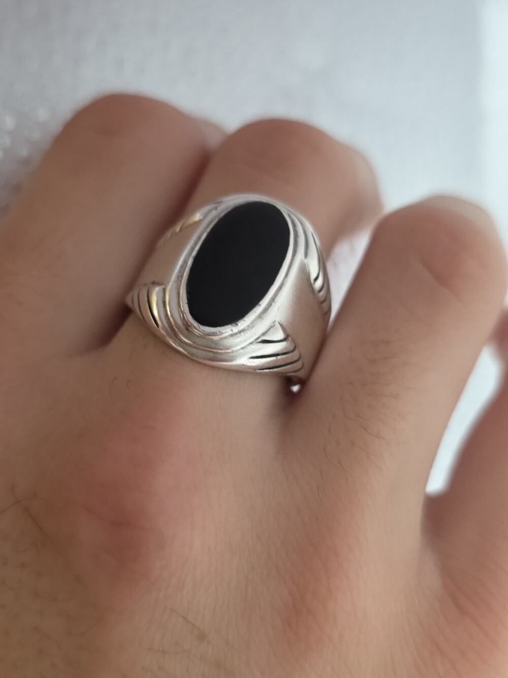 Heavy Vintage Men's Mexican Oval Onyx Sterling Silver 925 Ring Size 13